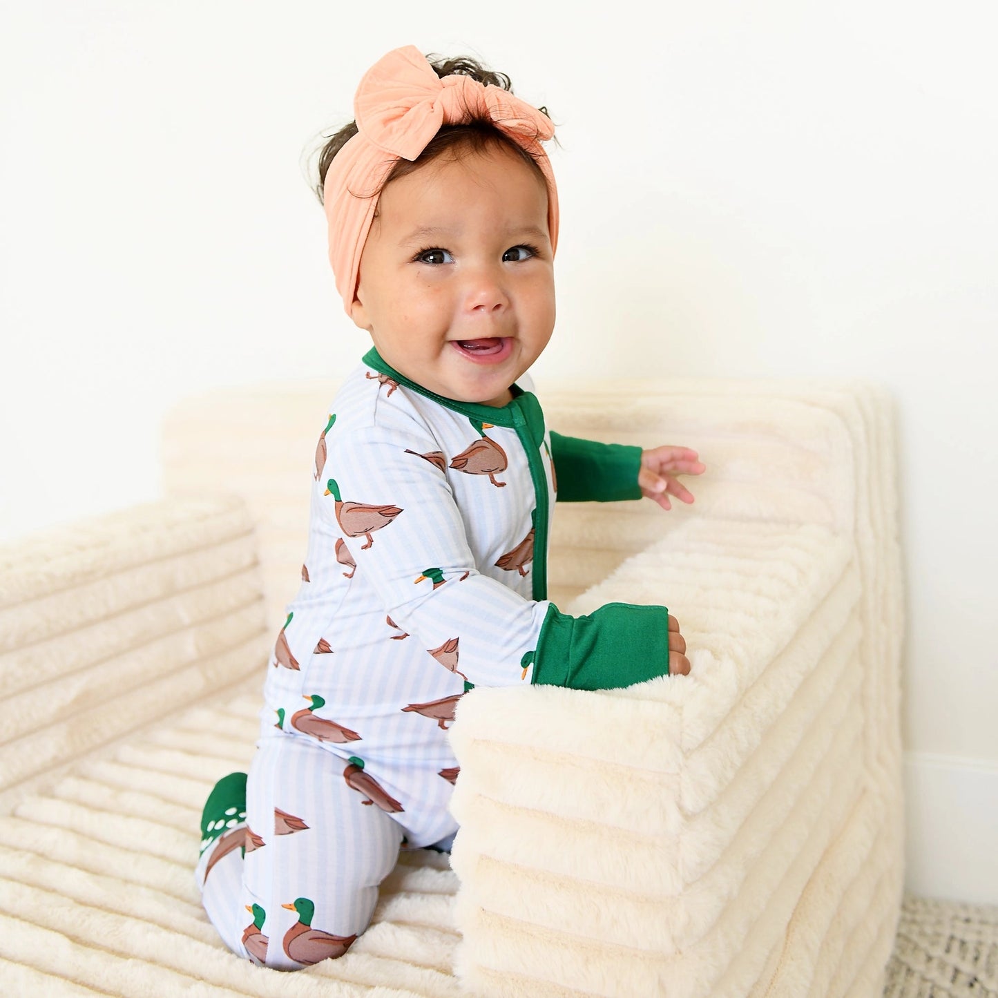 Landon Zip Duck Bamboo One Piece Baby Outfit