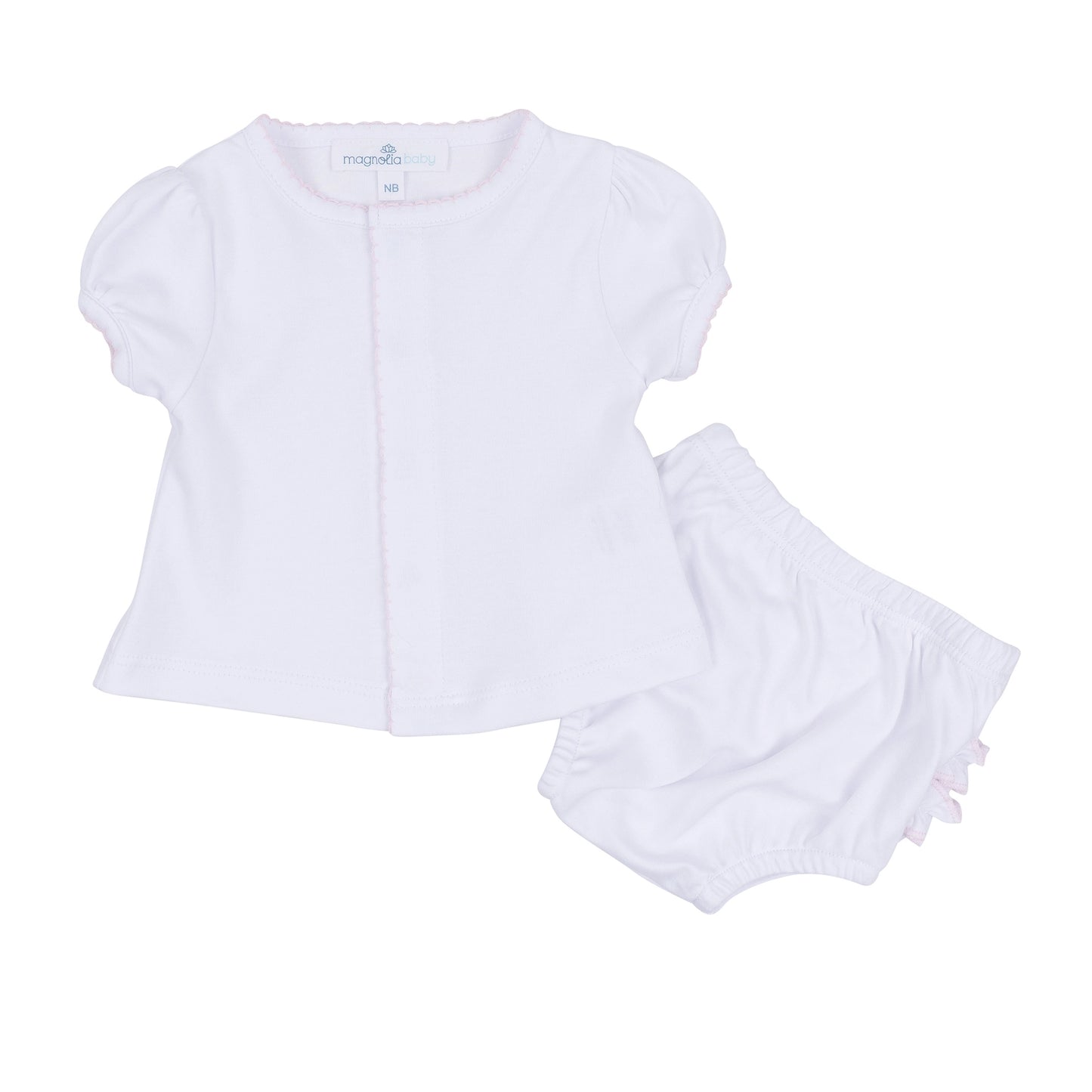 Solid Essentials Ruffle Diaper Cover Set - White Pink