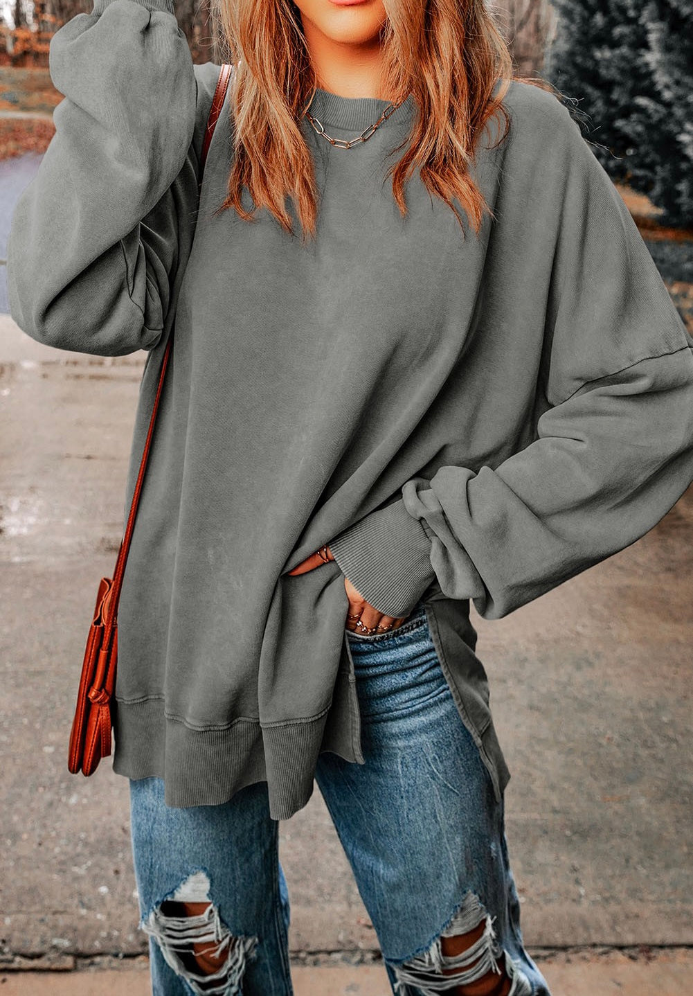 Ryleigh Oversized Pullover -(Green, Grey, Khaki, Pink)