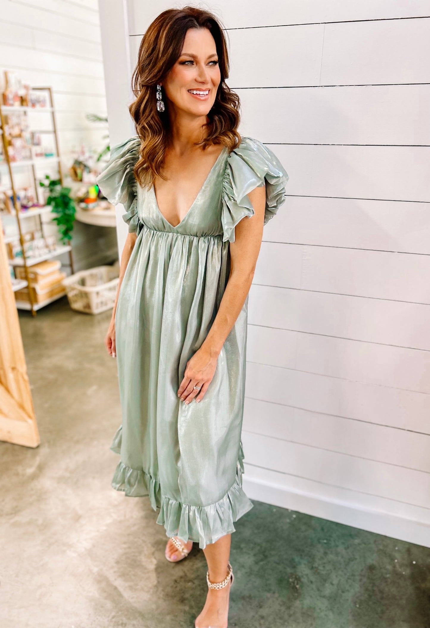 Blissfully Beaming Baby Doll Midi Dress