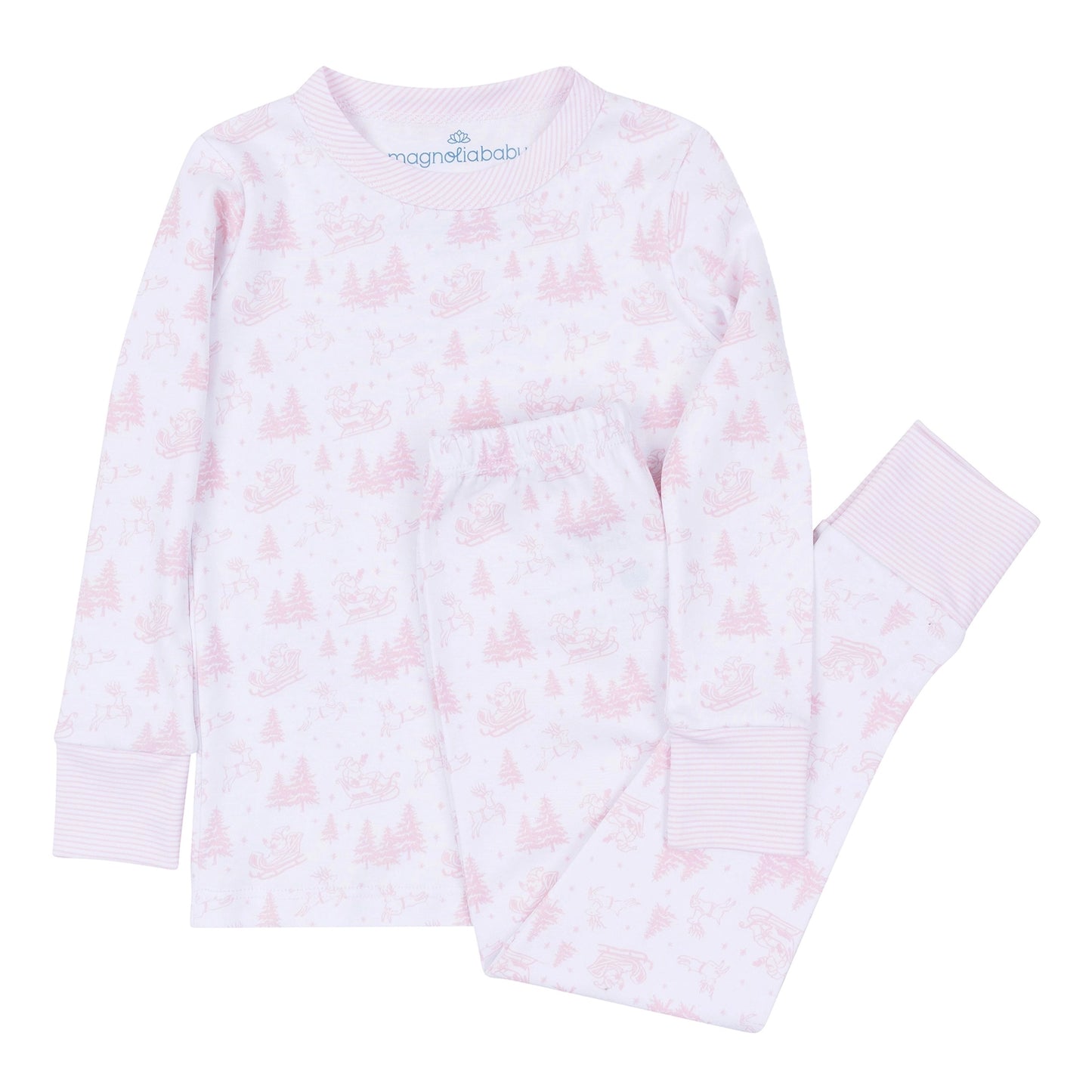 Holiday Toile Long Pajamas - Pink