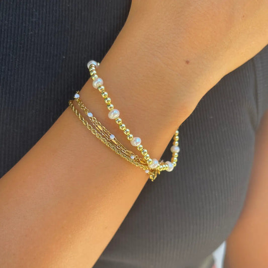 Juliet Pearl & Gold Ball Bracelet