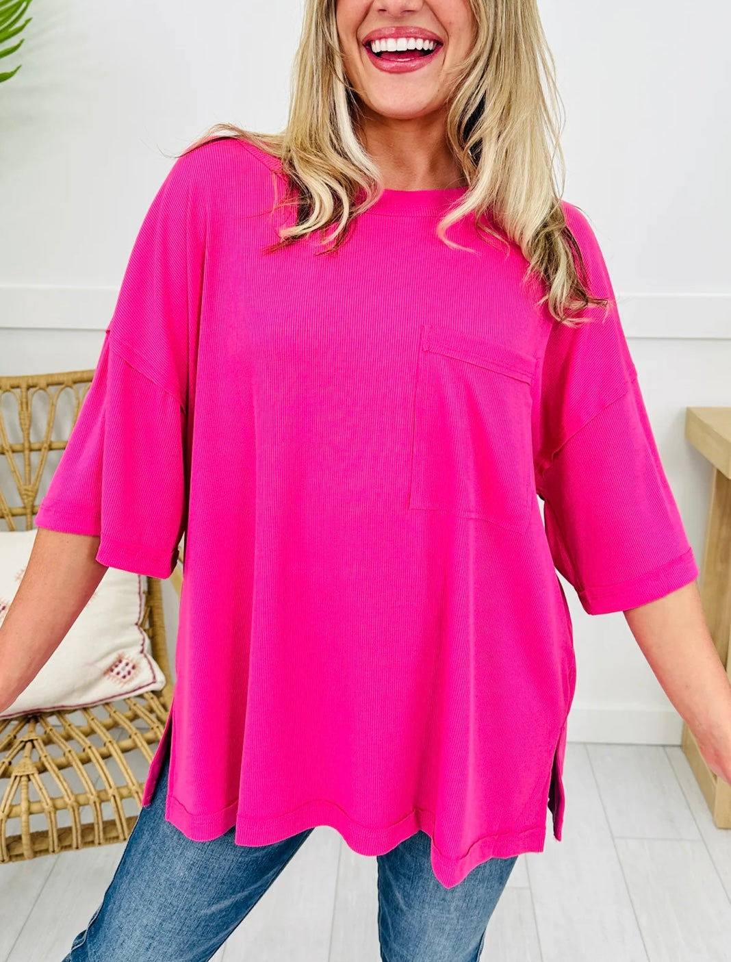 Hidden Smiles Top (Hot Pink)