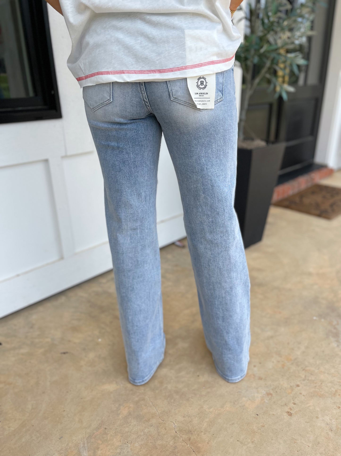 Crystal Light Wash Straight Jeans