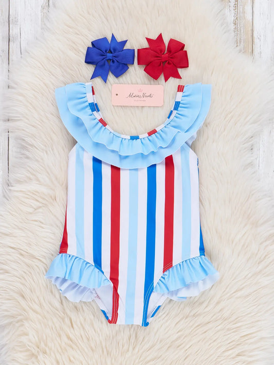 Freedom Stripes Ruffle Swimsuit