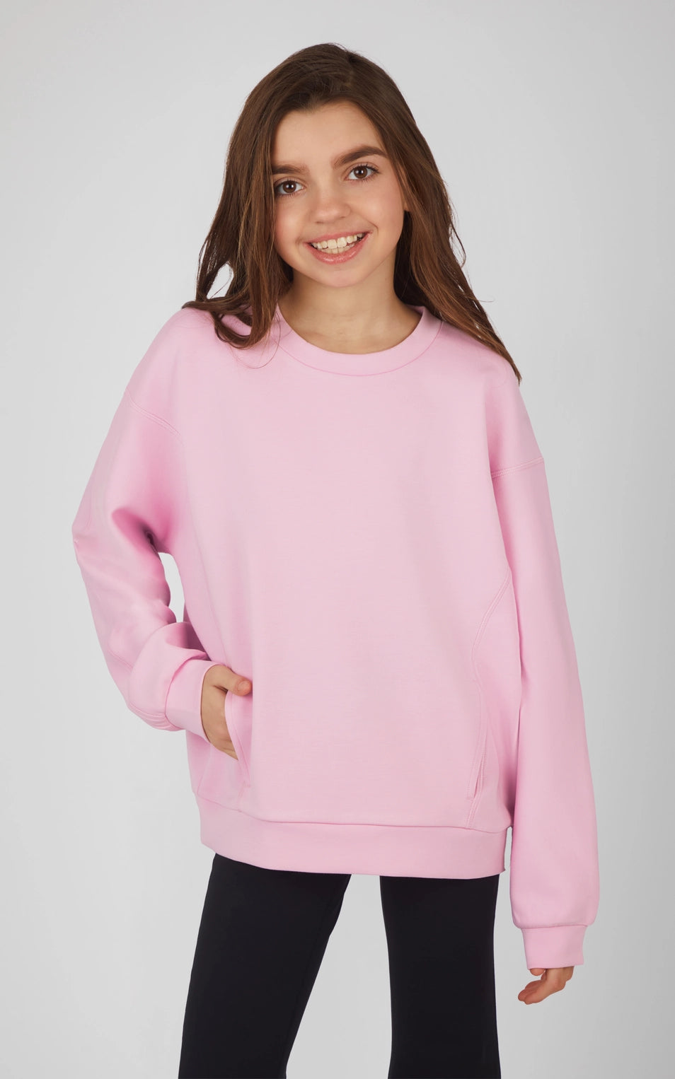 Girls Soft Scuba Zuri Crew Neck Everyday Sweatshirt