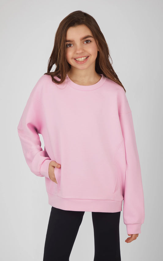 Girls Soft Scuba Zuri Crew Neck Everyday Sweatshirt
