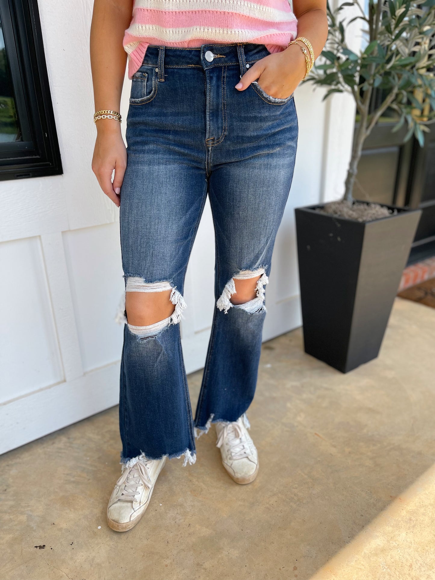 Ready To Vibe Straight Cropped Jeans (Dark)