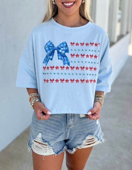 American Bow Flag with Rhinestone Detail Tee