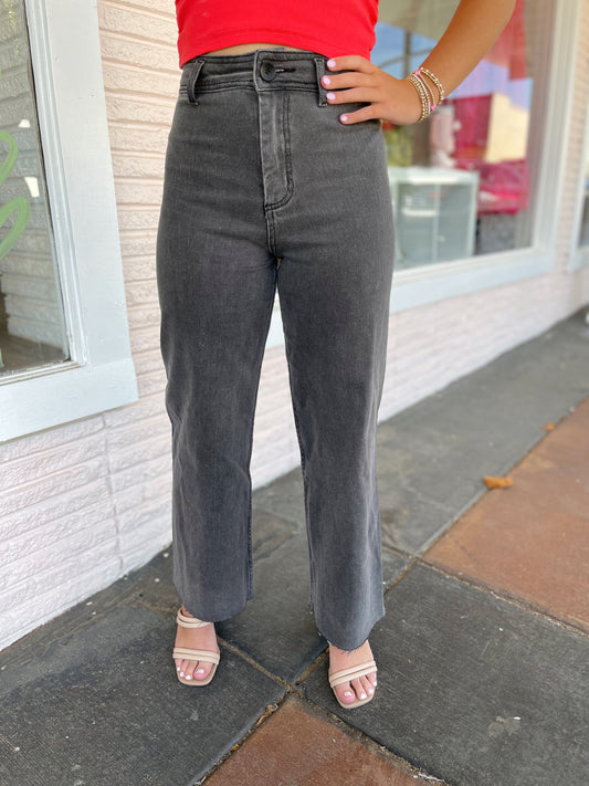 High Rise Straight Wide Leg Denim Pants (3 Colors Available)