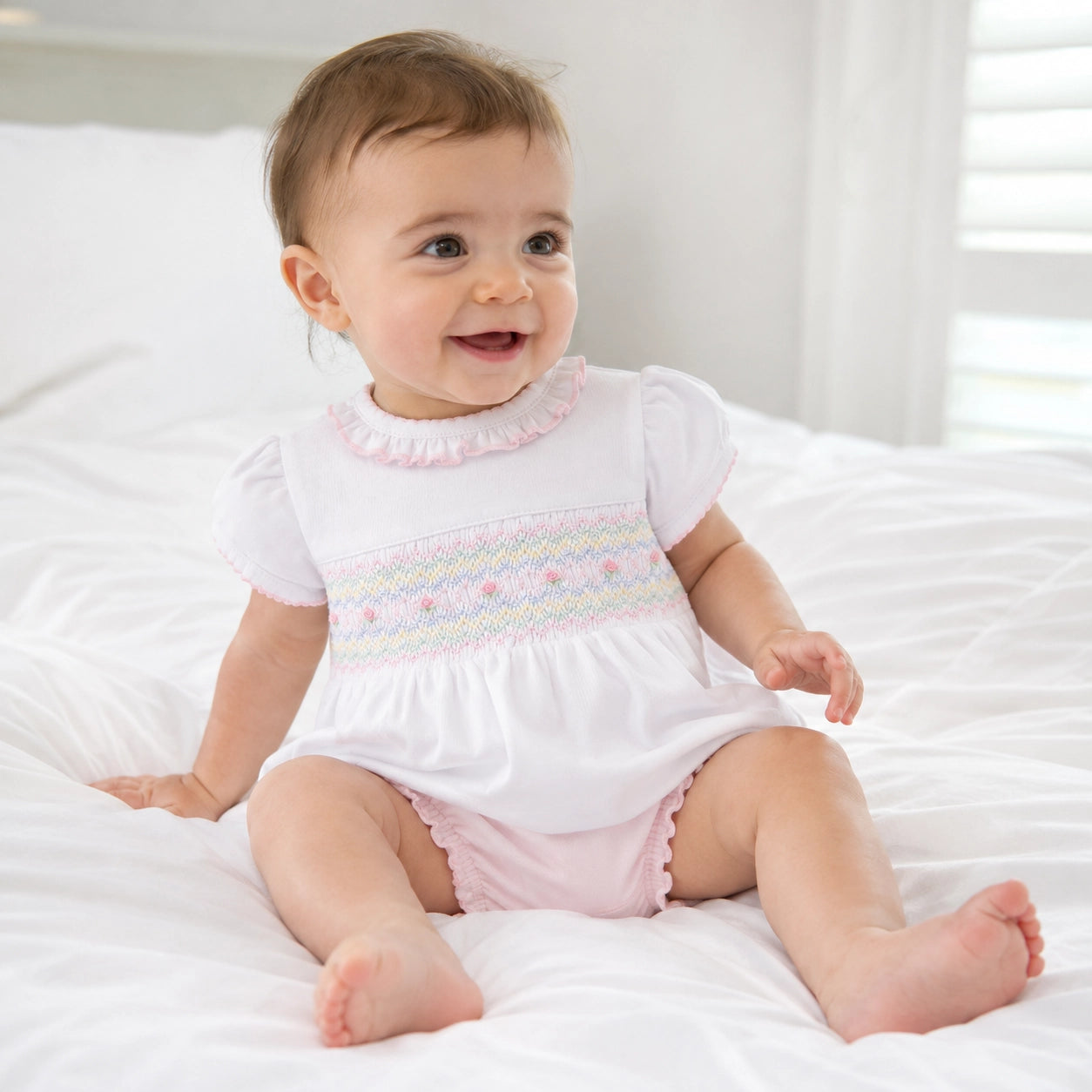 Junie's Classics Smocked Ruffle Diaper Cover Set