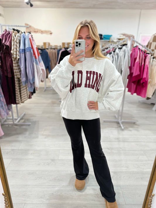 Heather White Maroon GH Wide Arm Sweatshirt