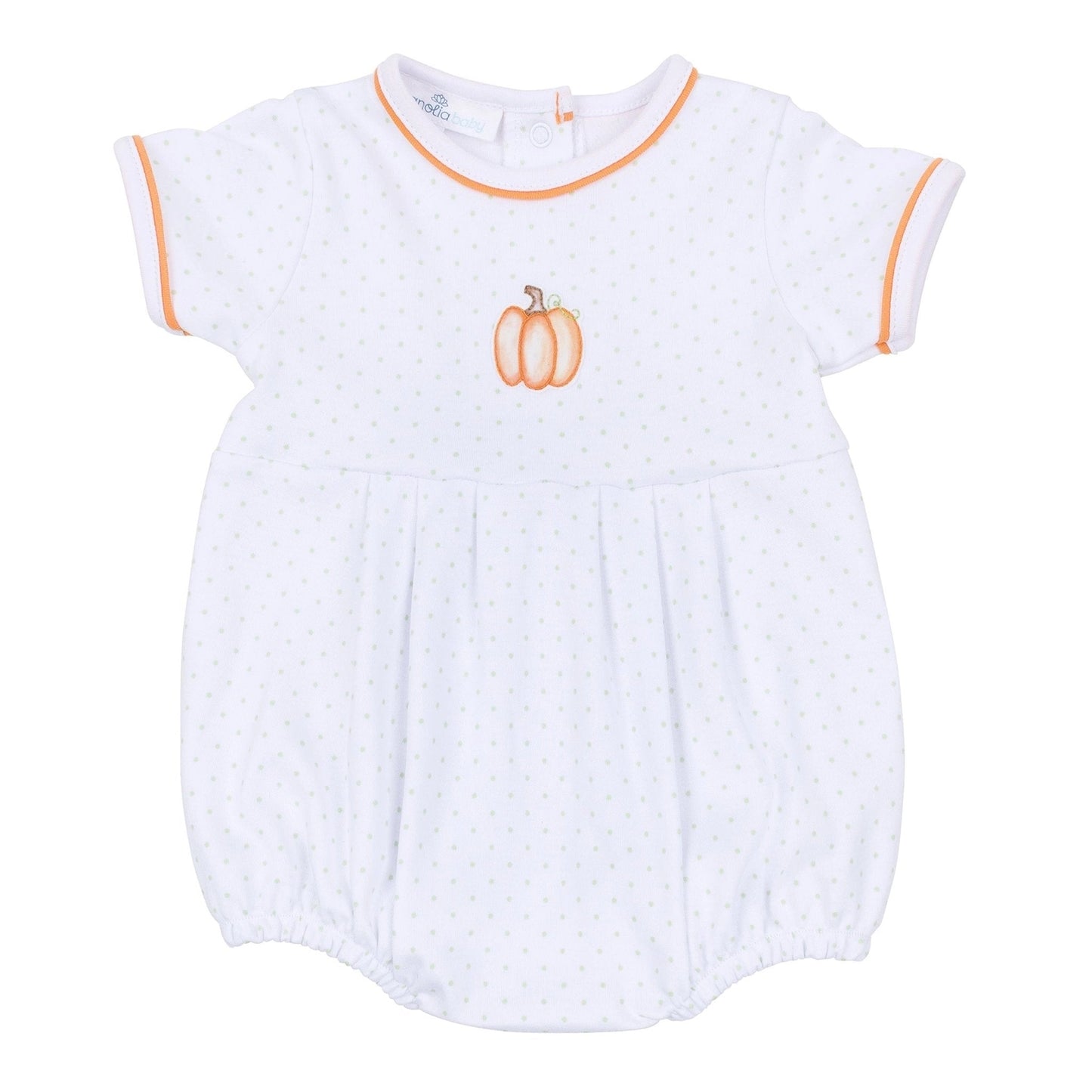 Baby Pumpkin Hand-Embroidered Short Sleeve Boy Bubble