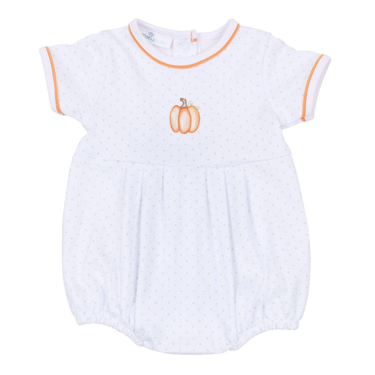 Baby Pumpkin Hand-Embroidered Short Sleeve Boy Bubble