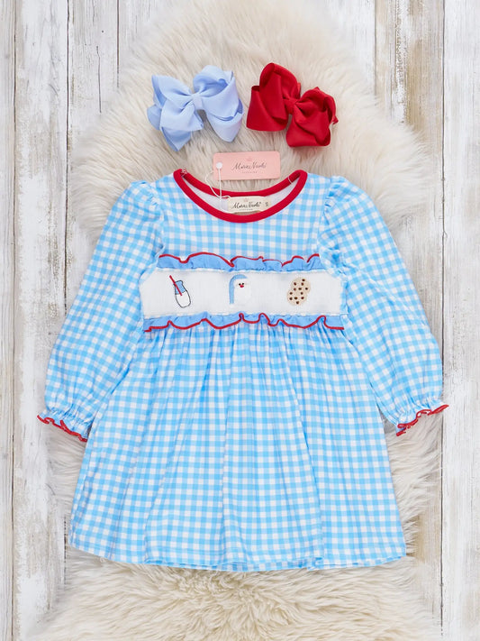 Santa's Snacking Smocked Ruffle Dress