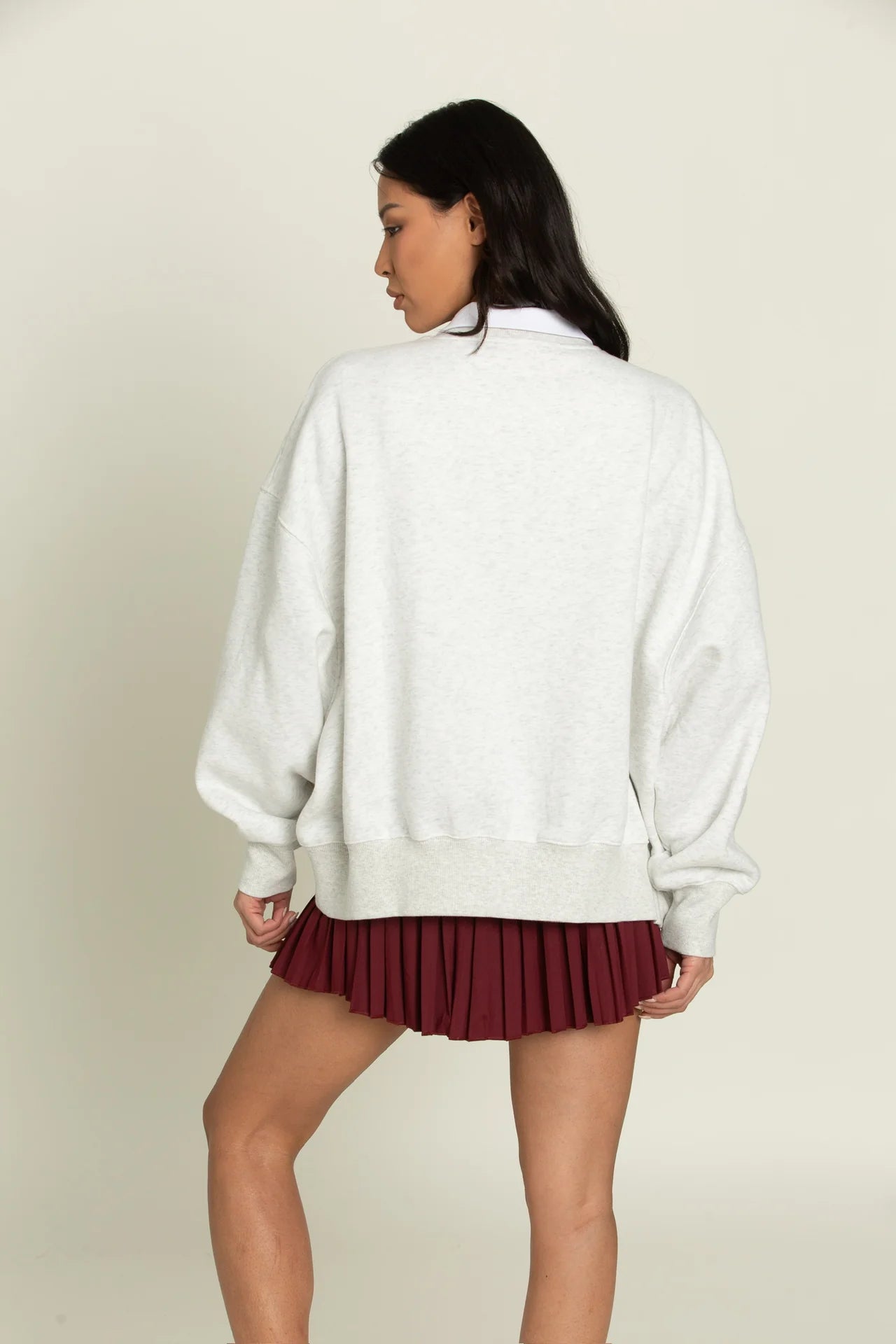 Heather White Maroon GH Wide Arm Sweatshirt