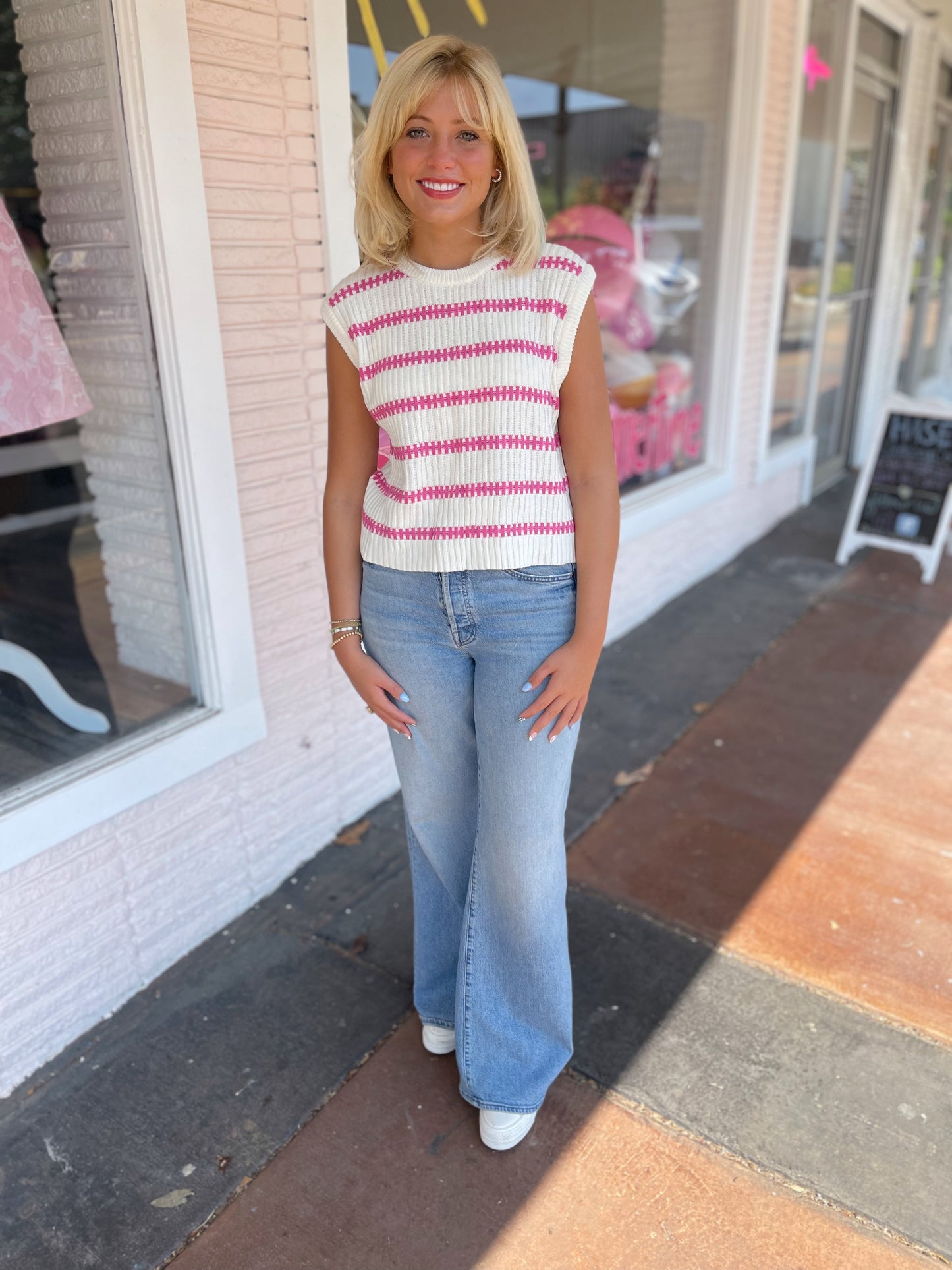 Cutest Spirit Top (Ivory/Pink)