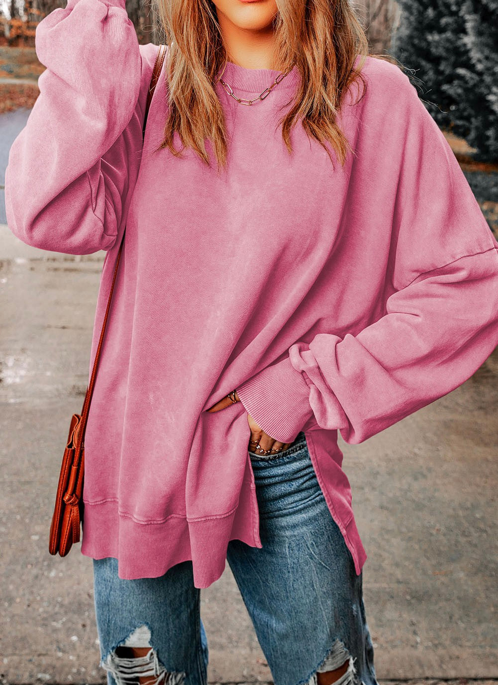 Ryleigh Oversized Pullover -(Green, Grey, Khaki, Pink)