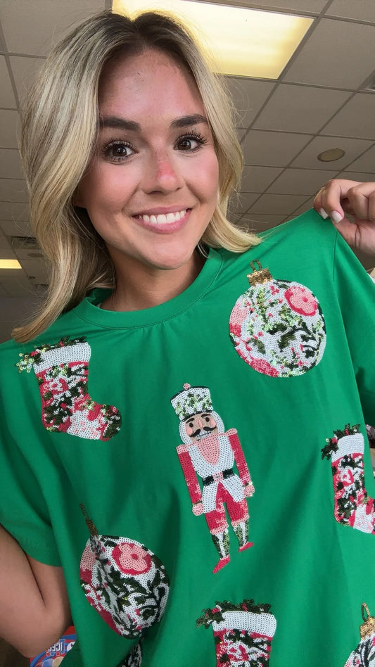 Preorder Sequin A Very Merry Christmas T-Shirt (eta ship to us first week of Nov.)