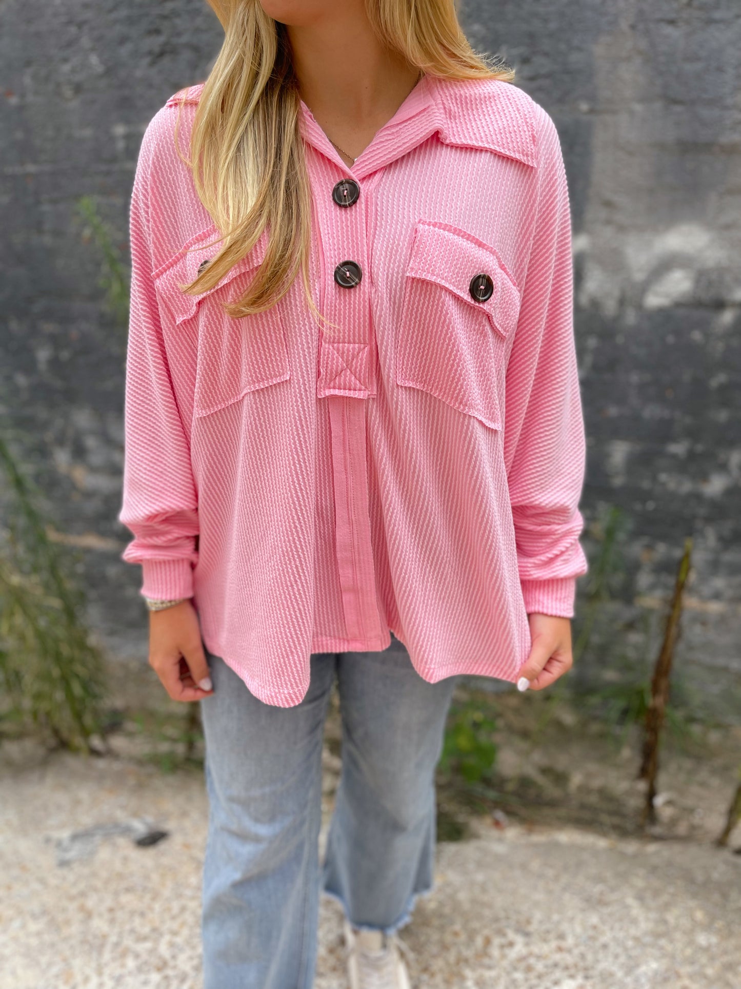 Can't Forget Button-Up Top (Pink)