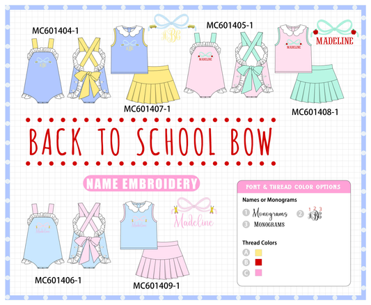 PO80 Back to school bow monogram embroidery collection