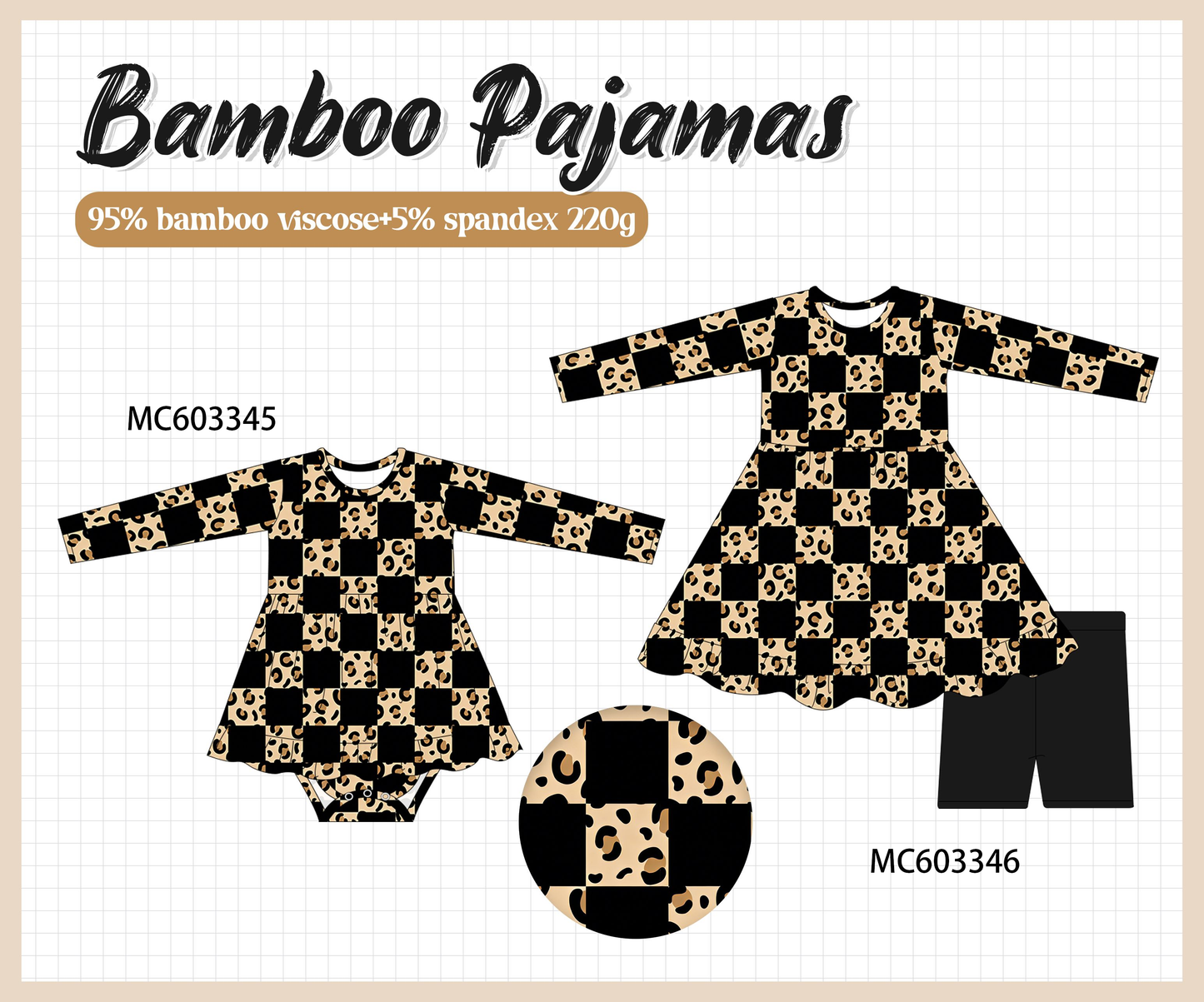 PO83 Black leopard checkered bamboo collection