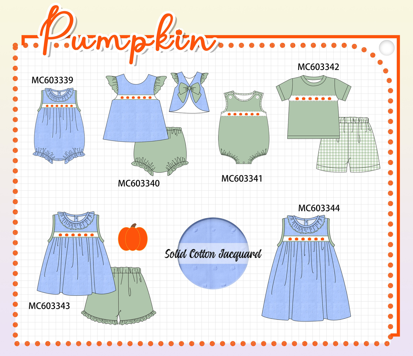 PO83 Blue&green pumpkin embroidery ruffle jacquard collection
