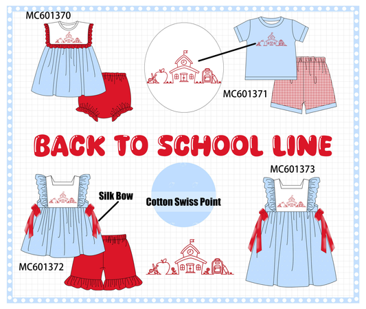 PO80 Blue back to school embroidery swiss dot collection