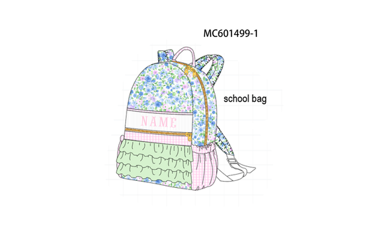 PO80 Blue floral monogram embroidery backpack