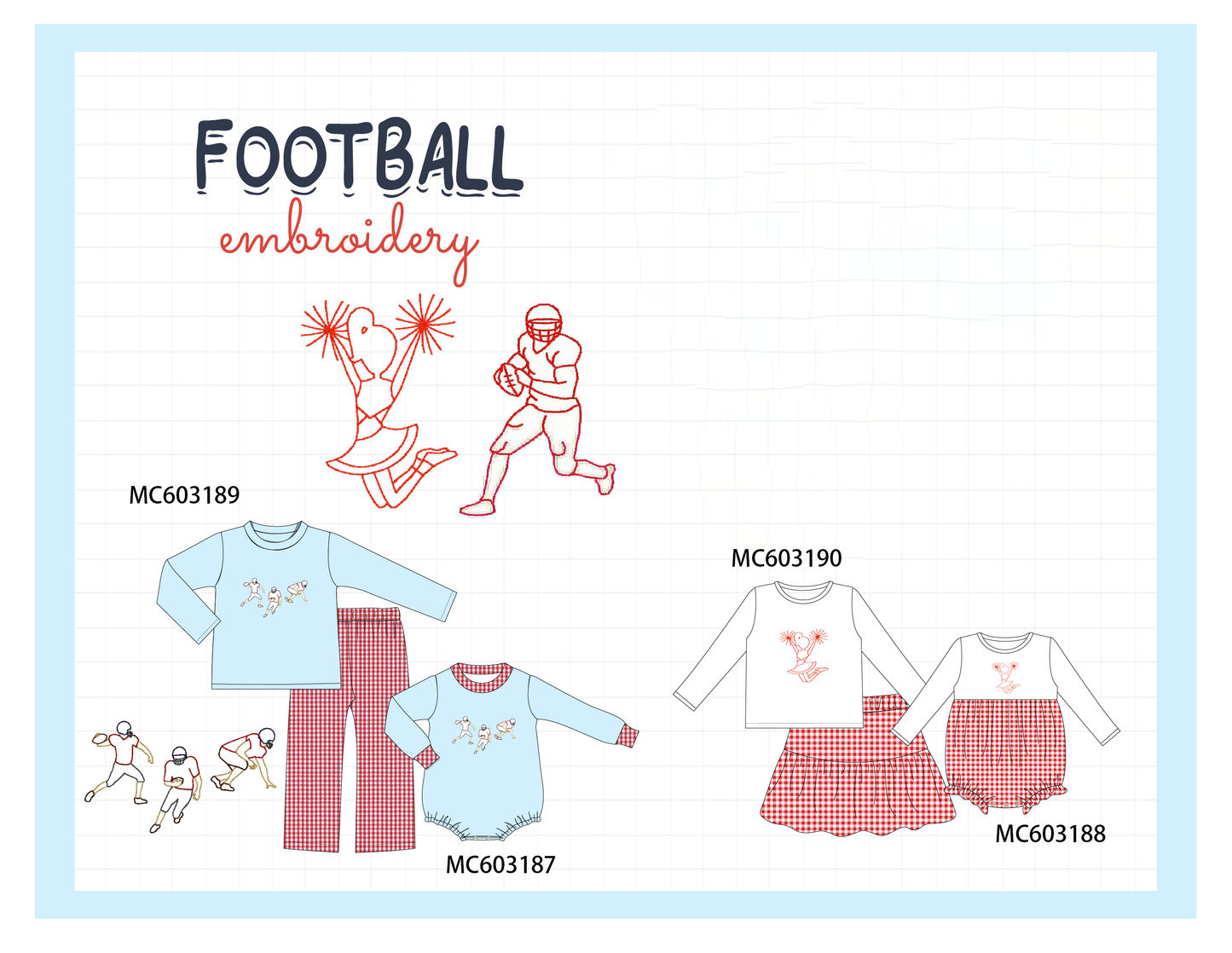 PO83 Blue football embroidery collection