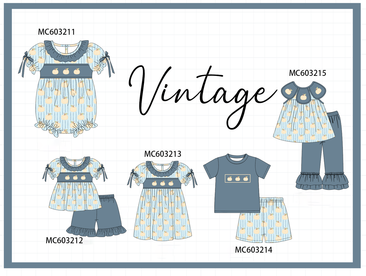 PO83 Blue pumpkin embroidery ruffle collection