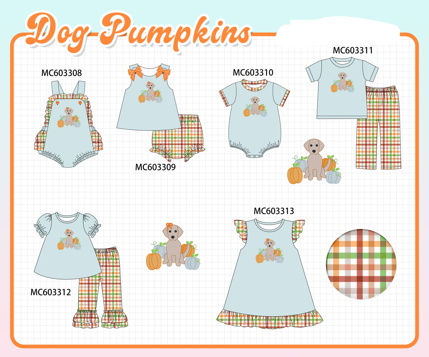 PO83 Blue puppy pumpkin embroidery collection