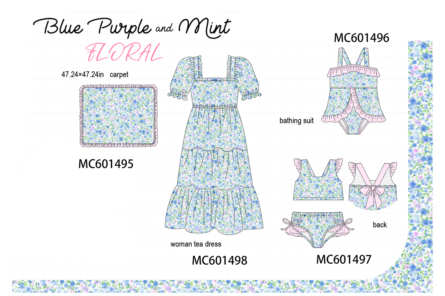 PO80 Blue purple & mint floral collection 2