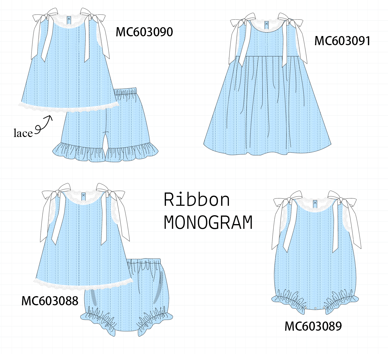 PO83 Blue ribbon lace collection