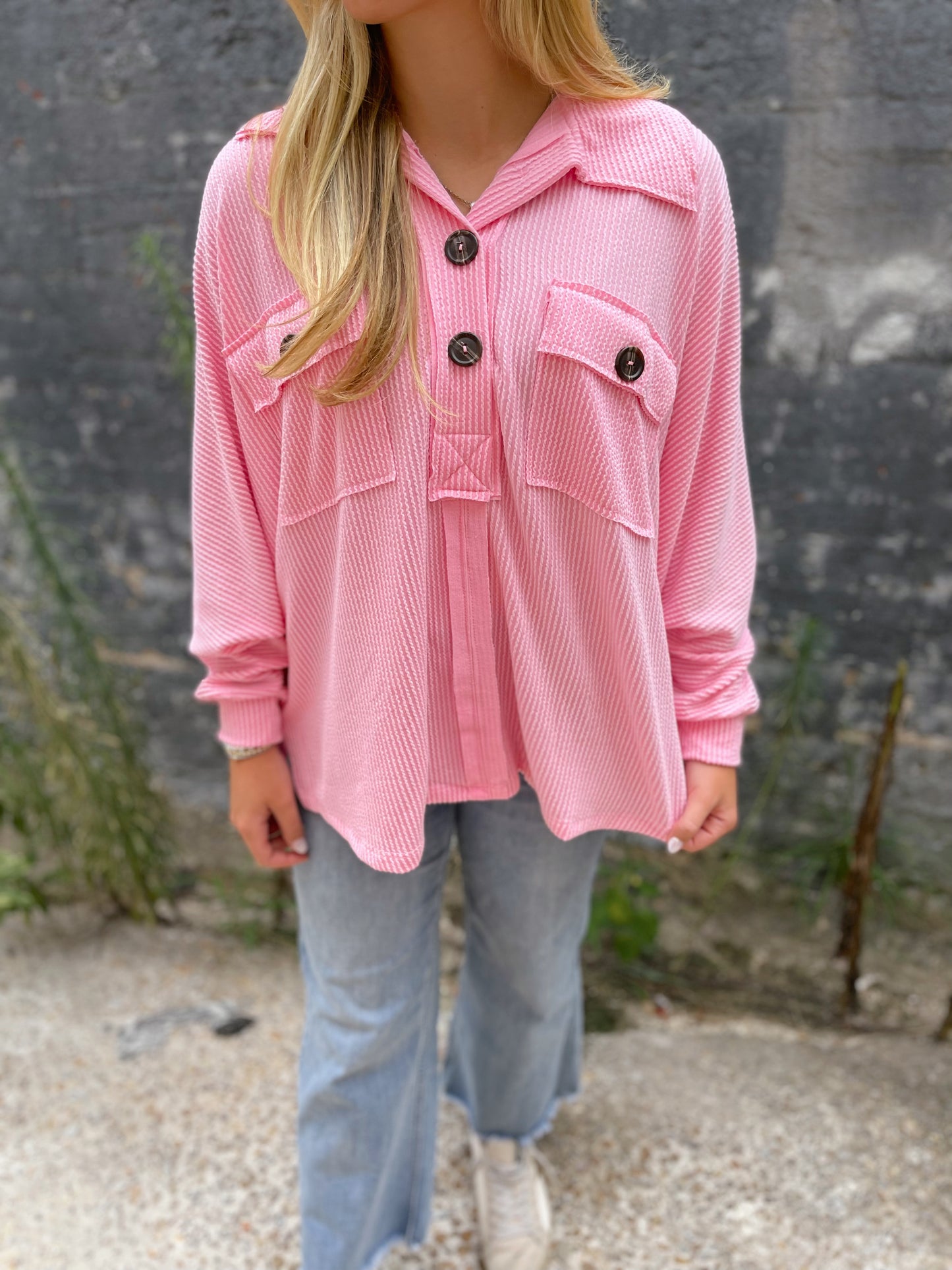 Can't Forget Button-Up Top (Pink)