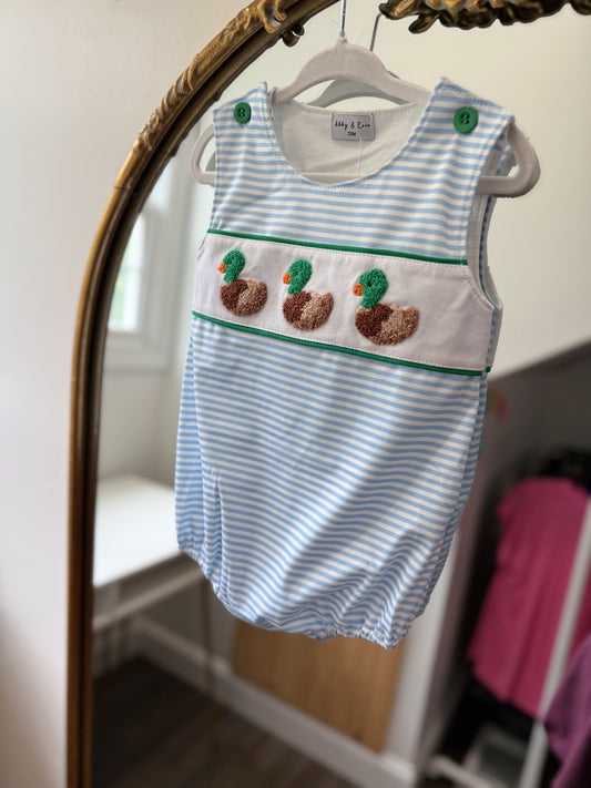 Green Duck French Knot Stripe Bubble