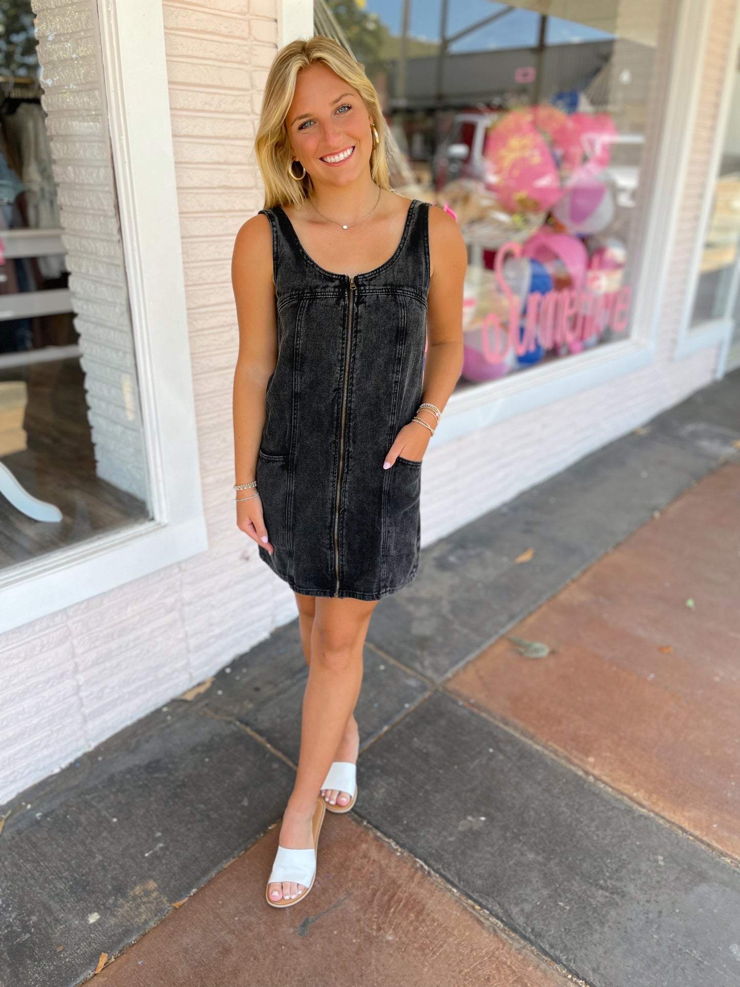 Leah Front Zip Denim Dress