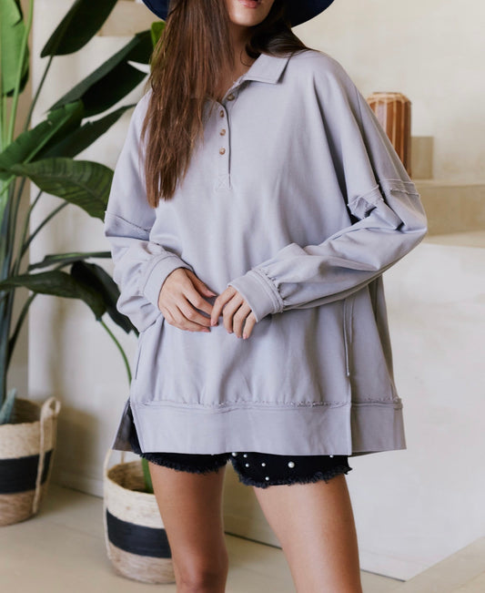 Comfy Intentions Collard Pullover