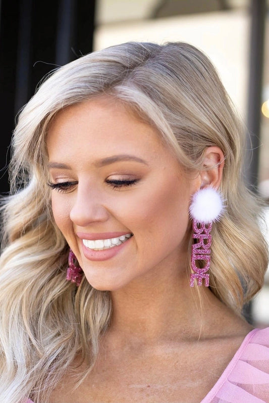 Barbie Pink BRIDE Earrings Puff Top