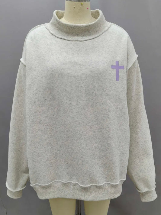 *PREORDER* Reversible Mock Neck Sweatshirt (Cross/Jesus Saves)