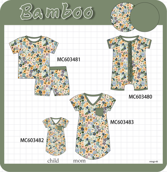 PO83 Green floral print bamboo collection