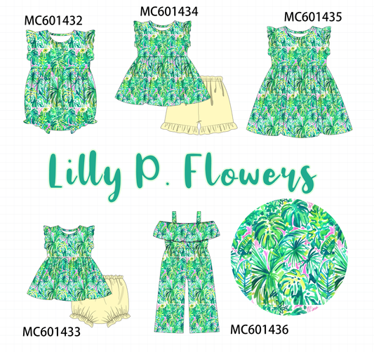 PO80 Green leaves lily print ruffle collection