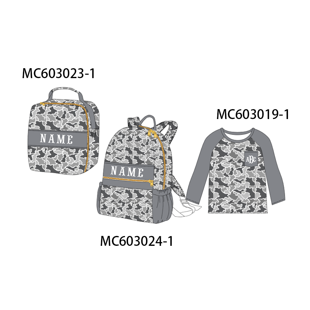 PO83 Grey camouflage monogram embroidery collection