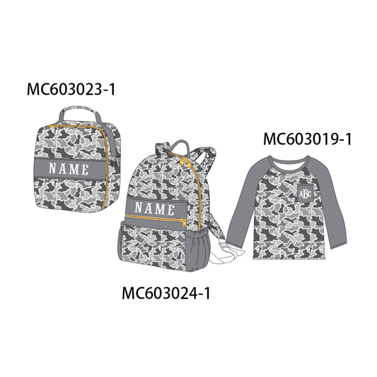 PO83 Grey camouflage monogram embroidery collection