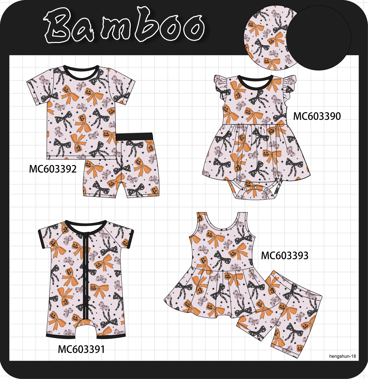 PO83 Halloween bow print bamboo collection