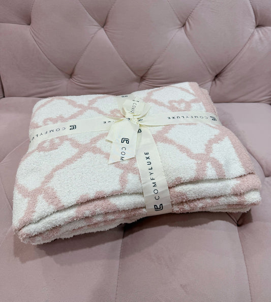 Light Pink Bow Print Blanket (50" x 60")