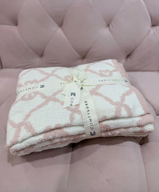 Light Pink Bow Print Blanket (50" x 60")