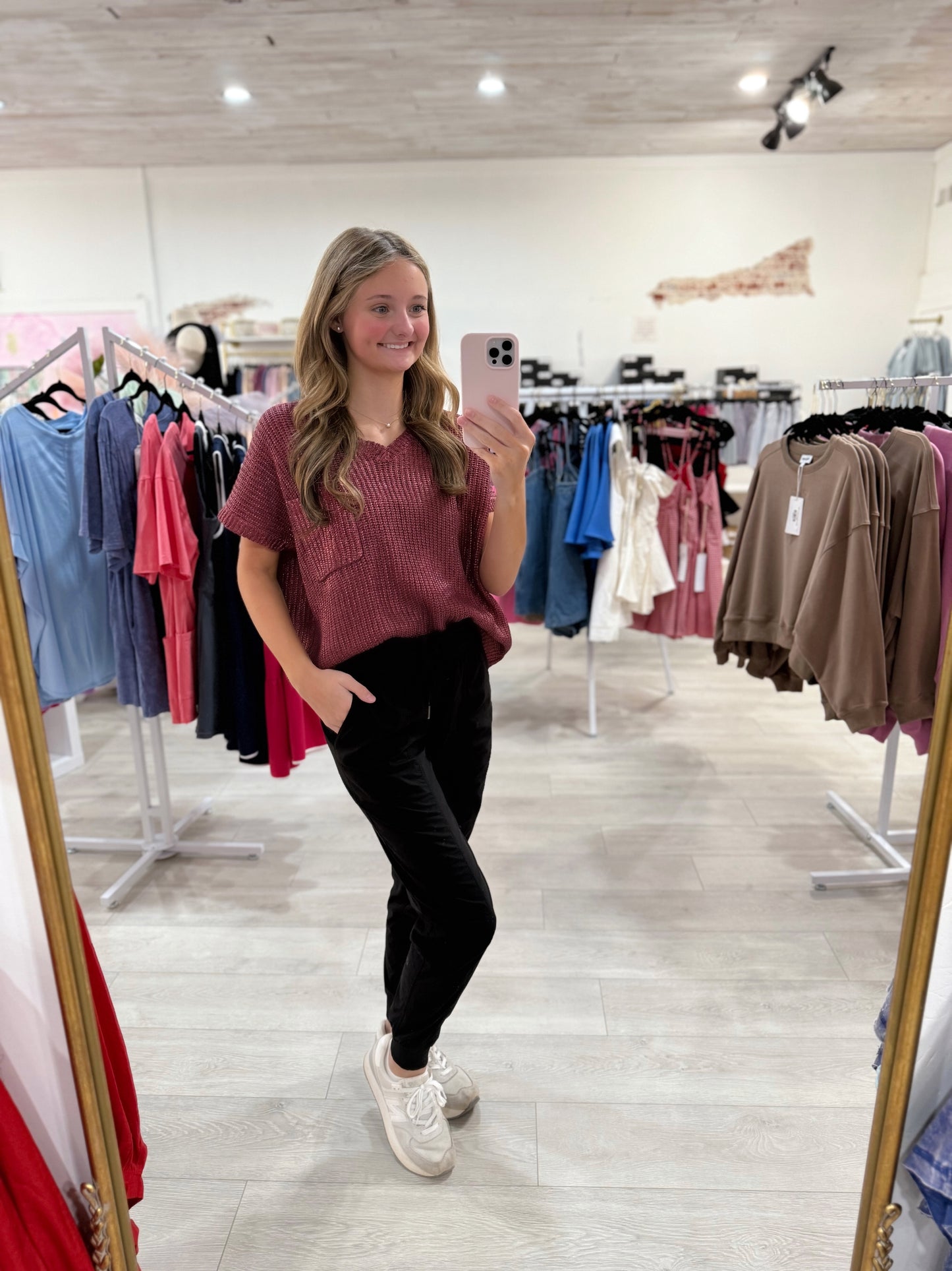 Picture Perfect Metallic Coated Sweater Top