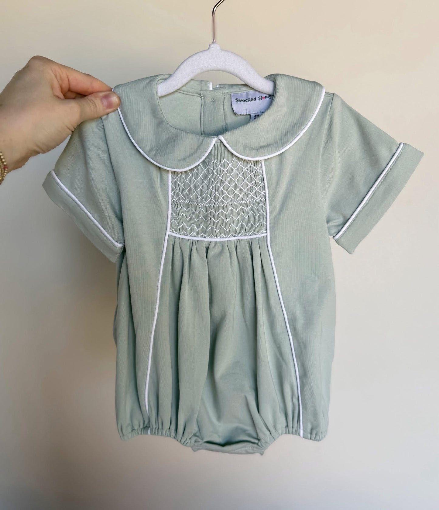 Sage hand-smocked boy bubble