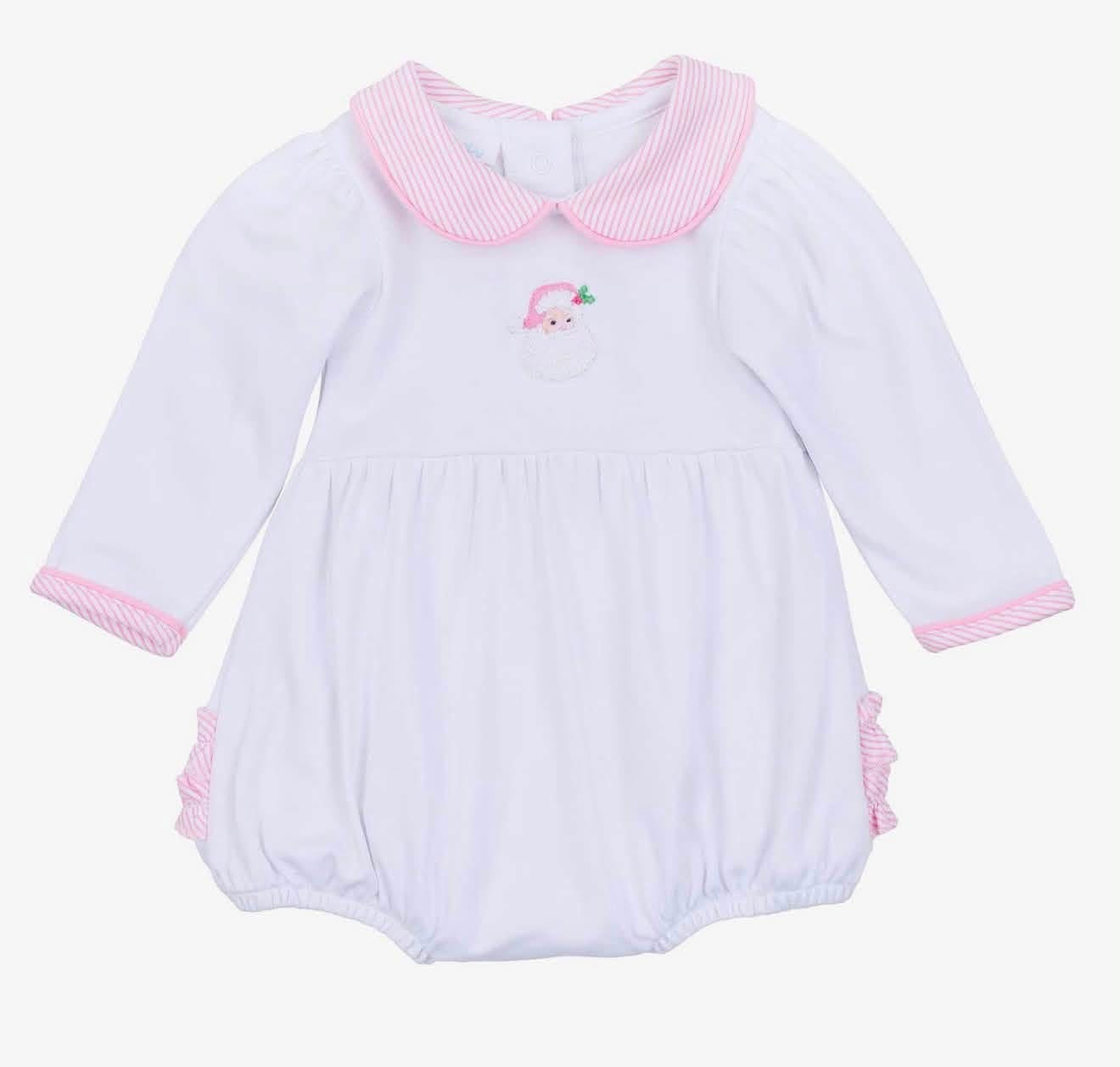 Santa Baby Collared Long Sleeve Bubble - Pink